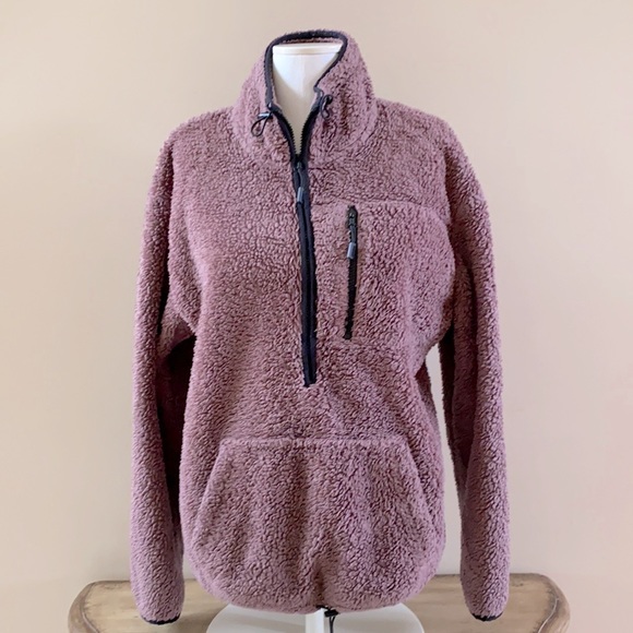 PINK VICTORIA’S SECRET MAUVE SHERPA PULLOVER - Picture 2 of 16